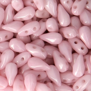 Czech Glass beads DropDuo® 2 holes 3x6 mm Opaque Rose Green Ceramic Look x50