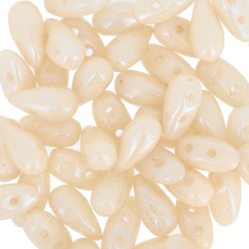 Glass beads DropDuo® 2 holes 3x6 mm - Opaque Beige Ceramic Look x50