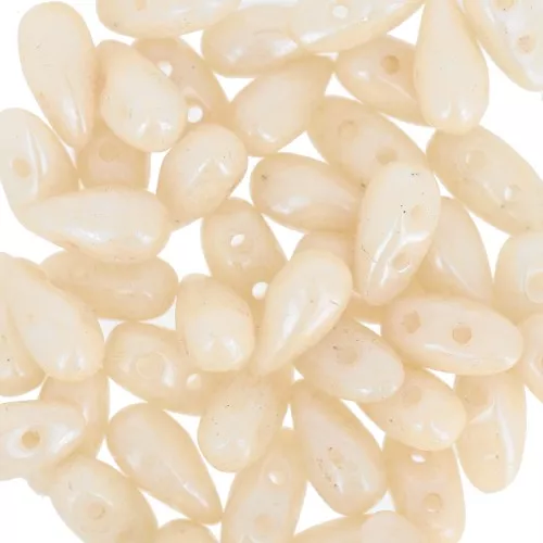 Glass beads DropDuo® 2 holes 3x6 mm - Opaque Beige Ceramic Look x50