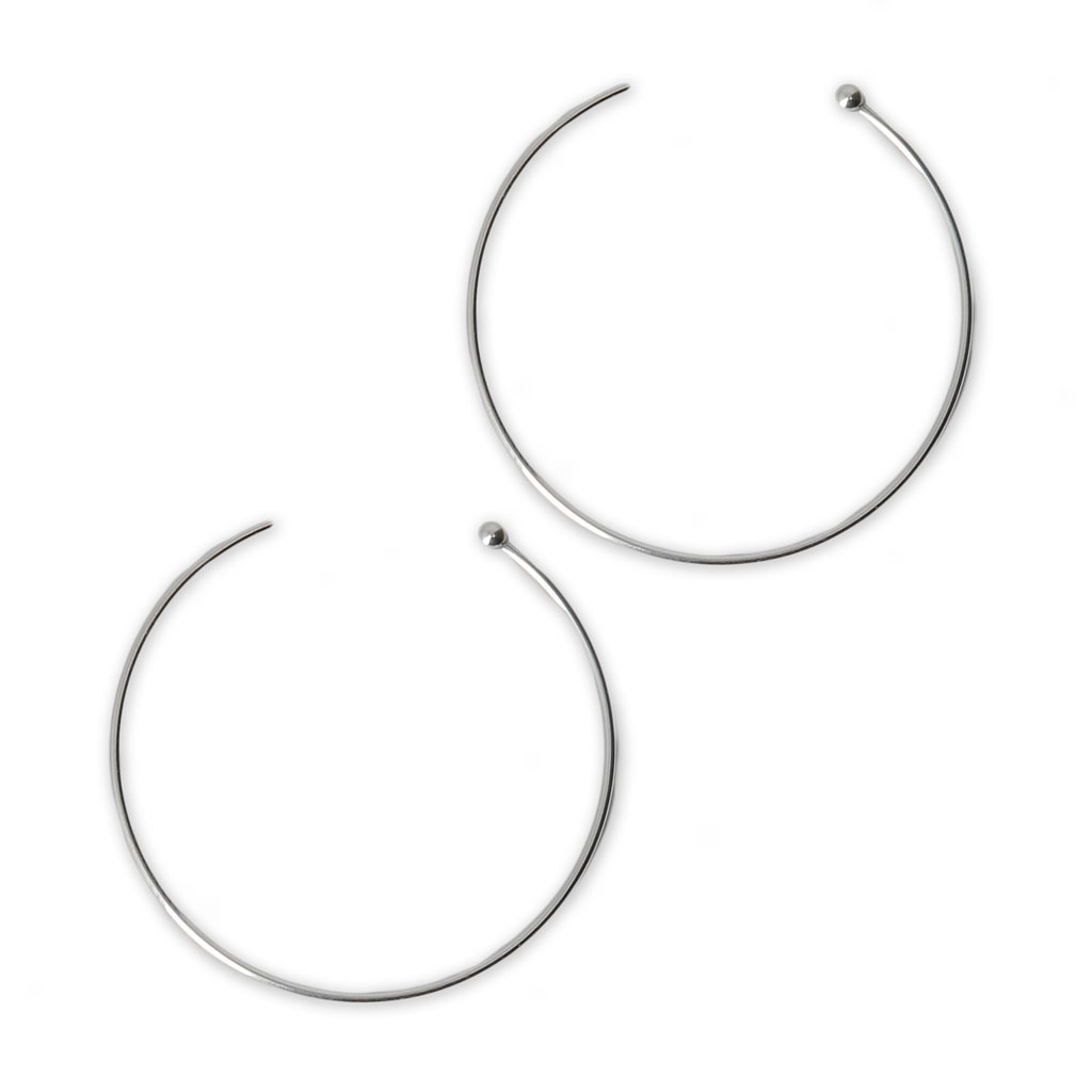 925 Sterling Silver ball Hoop Earrings 26 mm x2 Perles & Co