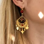 Earwire/leverback with cabochon setting for 8 mm flat back cabochon - fine Gold x2