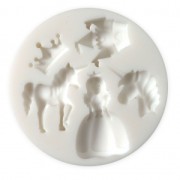 Mini silicone mold for polymer clay and metal paste - Unicorn and Princess x1|raw }}