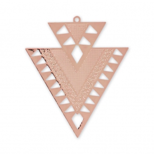 Metal triangle pendant ethnic decoration 45 mm Rose Gold Tone x2