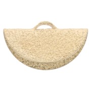 15x8mm Textured Half-Moon crimp end for ribbon - Gold Tone x1|raw }}