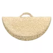 15x8mm Textured Half-Moon crimp end for ribbon - Gold Tone x1