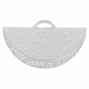 15x8mm Textured Half-Moon crimp end for ribbon - Rhodium Tone x1