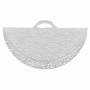 15x8mm Textured Half-Moon crimp end for ribbon - Rhodium Tone x1