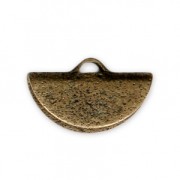 14x8mm Textured Half-Moon crimp end for ribbon - Bronze Tone x1|raw }}