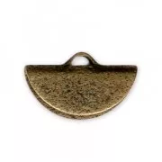 14x8mm Textured Half-Moon crimp end for ribbon - Bronze Tone x1