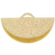 19.5x11mm Textured Half-Moon crimp end for ribbon - Gold Tone x1