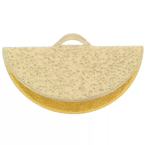 19.5x11mm Textured Half-Moon crimp end for ribbon - Gold Tone x1