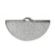 20x11mm Textured Half-Moon crimp end for ribbon - Rhodium Tone x1