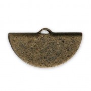 20x11mm Textured Half-Moon crimp end for ribbon - Bronze Tone x1