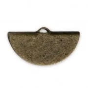 20x11mm Textured Half-Moon crimp end for ribbon - Bronze Tone x1