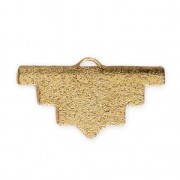 20x11mm Textured Ethnic crimp end for ribbon - Gold Tone x1