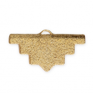 20x11mm Textured Ethnic crimp end for ribbon - Gold Tone x1