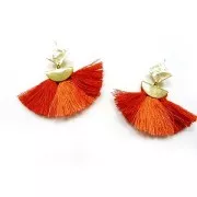 20x11mm Textured Ethnic crimp end for ribbon - Rhodium Tone x1