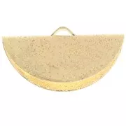 25x13mm Textured Half-Moon crimp end for ribbon - Gold Tone x1