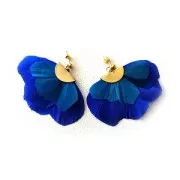 25x13mm Textured Half-Moon crimp end for ribbon - Gold Tone x1