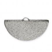 25x13mm Textured Half-Moon crimp end for ribbon - Rhodium Tone x1|raw }}