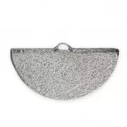 25x13mm Textured Half-Moon crimp end for ribbon - Rhodium Tone x1