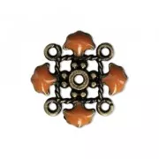 Metal clover spacer with epoxy resin 4 loops 14 mm Bronze Tone/Mustard x1