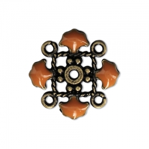 Metal clover spacer with epoxy resin 4 loops 14 mm Bronze Tone/Mustard x1