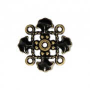 Metal clover spacer with epoxy resin 4 loops 14 mm Bronze Tone/Black x1