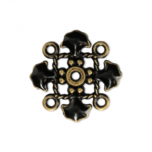 Metal clover spacer with epoxy resin 4 loops 14 mm Bronze Tone/Black x1