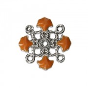 Metal clover spacer with epoxy resin 4 loops 14 mm Silver Tone/Mustard x1