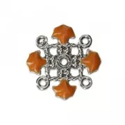 Metal clover spacer with epoxy resin 4 loops 14 mm Silver Tone/Mustard x1