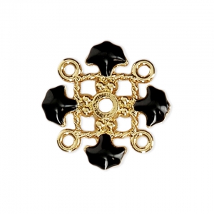 Metal clover spacer with epoxy resin 4 loops 14 mm Gold Tone/Black x1