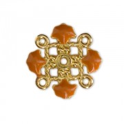 Metal clover spacer with epoxy resin 4 loops 14 mm Gold Tone/Mustard x1|raw }}