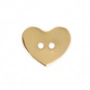 Smooth Button 12x10 mm - Heart - fine Gold plated x1