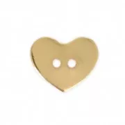 Smooth Button 12x10 mm - Heart - fine Gold plated x1