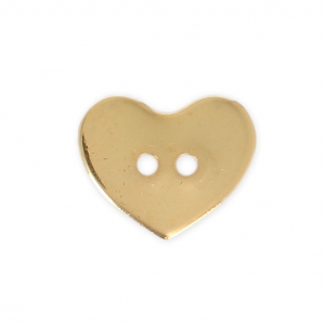 Smooth Button 12x10 mm - Heart - fine Gold plated x1