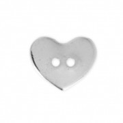 Smooth Button 12x10 mm - Heart - Rhodium tone x1|raw }}