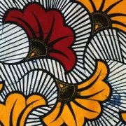 Wax Fabric - Wedding Flowers - burgundy / Orange x20cm