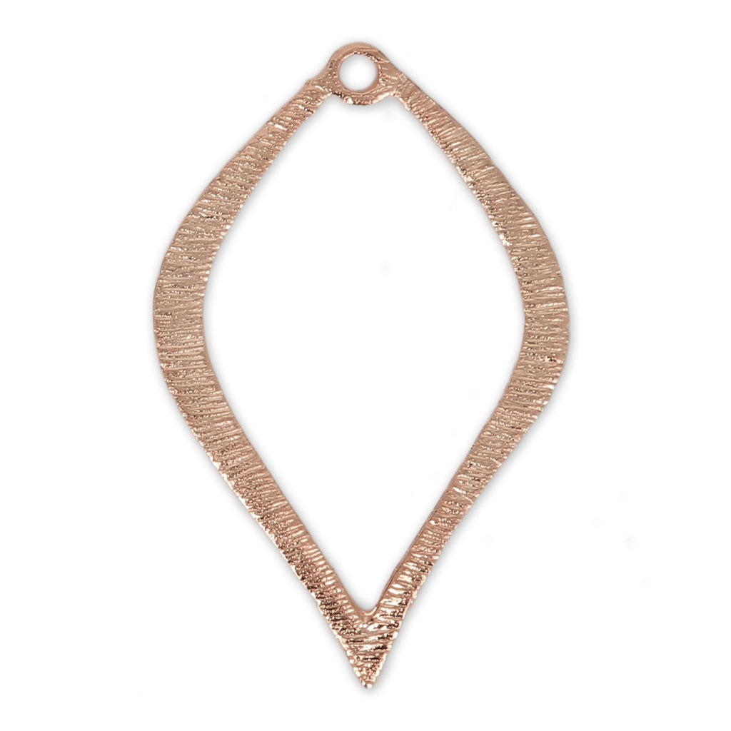Striated brass leaf charm 36 mm Rose 