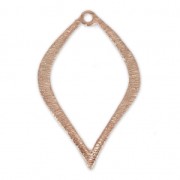 Striated brass leaf charm 36 mm Rose Gold HQ x1