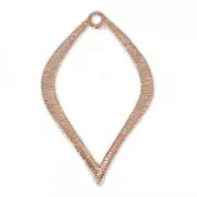 Striated brass leaf charm 36 mm Rose Gold HQ x1