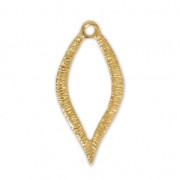 Striated brass leaf charm 23 mm fine Gold plated x1|raw }}