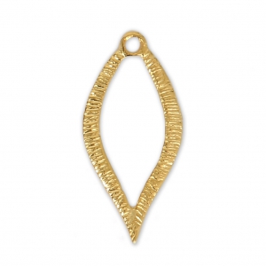 Striated brass leaf charm 23 mm fine Gold plated x1