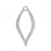 Striated brass leaf charm 23 mm Rhodium Tone x1|raw }}