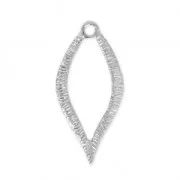 Striated brass leaf charm 23 mm Rhodium Tone x1