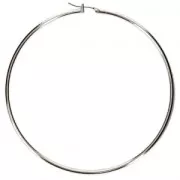 Metal Earring hoops to decorate 70x1.9 mm fine silver plating x2