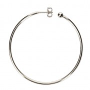 Earring hoops with ball 50x1.9 mm - fine silver plating x2|raw }}
