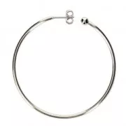 Earring hoops with ball 50x1.9 mm - fine silver plating x2