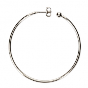 Earring hoops with ball 50x1.9 mm - fine silver plating x2