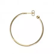 Earring hoops with ball 40x1.9 mm - fine Gold plated x2